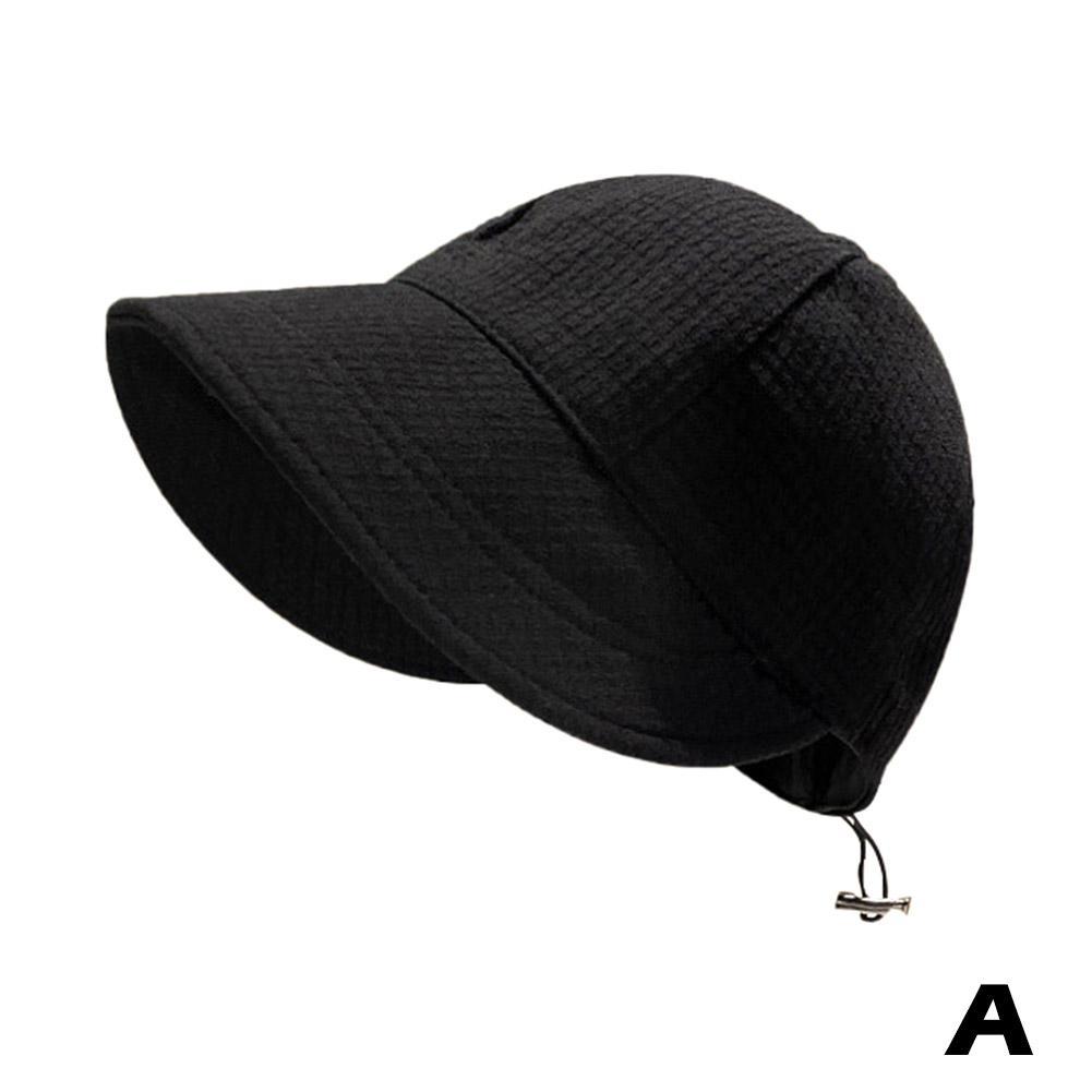 2024 Hat Women's Autumn Waffle Bucket Hat Women's Solid Color Drawstring Peaked Cap Wide Brim Sunshade Fisherman Hats Sunshade