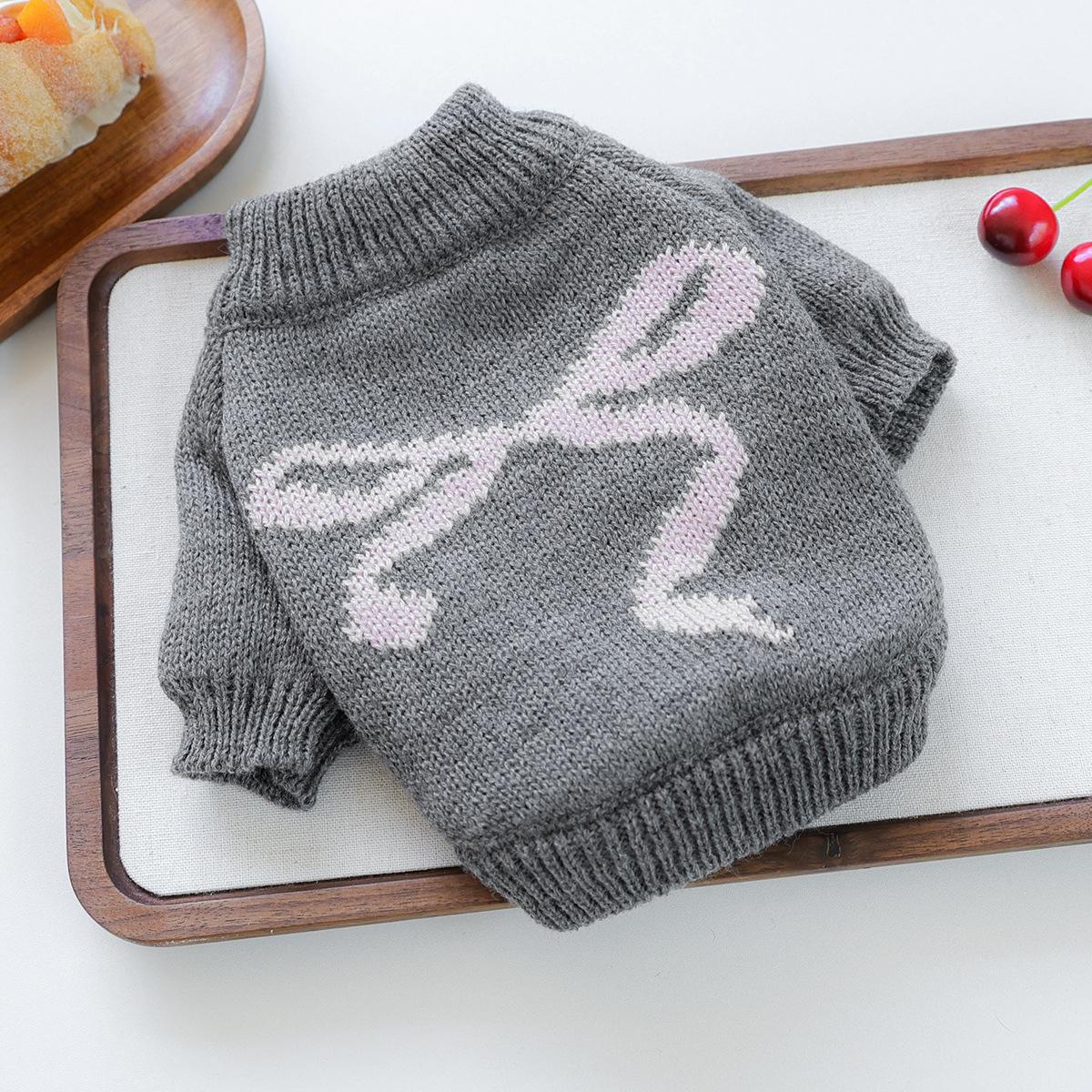 Pet Clothes Autumn Winter Small Dog Puppy Dog Cat Warm Comfortable Korean Bow Sweater Gray Puppy Kitten Sweater Dog Products XS