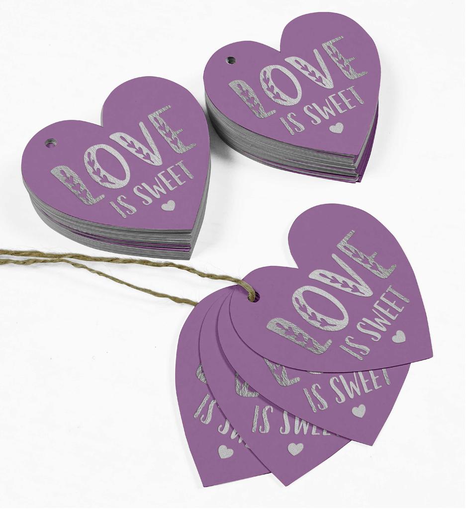 Inkdotpot 100 Pack Real Silver Foil Paper Tag Love Is Sweet Wedding Favor Hang