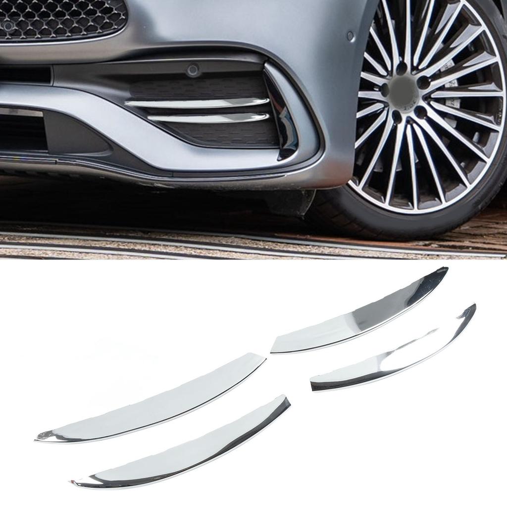 4 Pcs Front Fog Light Grille Trim Eyelid Eyebrow Wind Knife Strip Replacement for  ‑  C‑Class W206  06