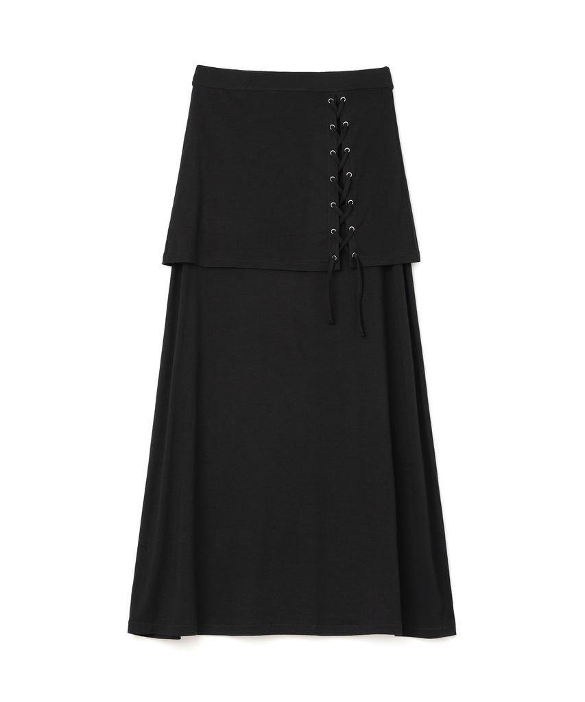 MILLO WOMEN Folding Strap Maxi Skirt [Black]