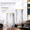 Elegant Gold & Silver Crane Double Wall Glass Cup Set