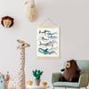 Educational Poster Whales Ocean Animal Poster for Kids Room Playroom Nursery Featurings Cute Animals Wood Hanger Frame