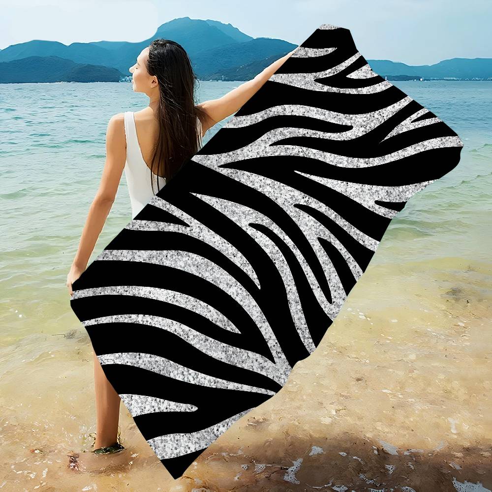 Black White Color Print Zebra Beach Towel Colorful Bath Towels for Girl Microfiber Quick Dry Sand Beach Yoga Spa Gym Pool