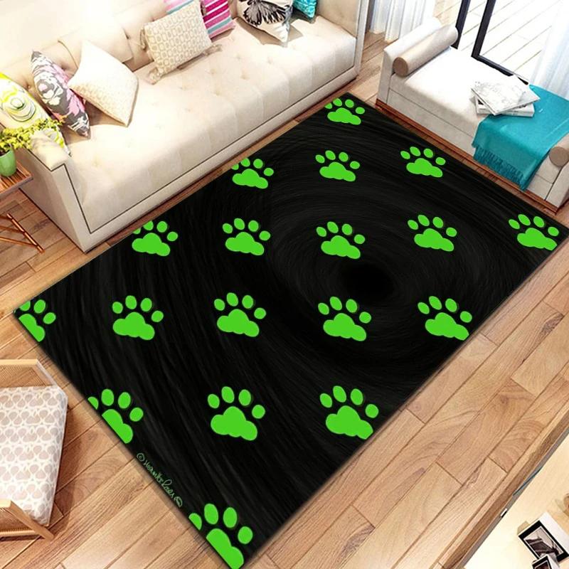 Cartoon Animal Paw Print Carpet Farmhouse Style Indoor Floor Mat Non Slip Area Rug for Living Room Home Decor Entrance Doormat