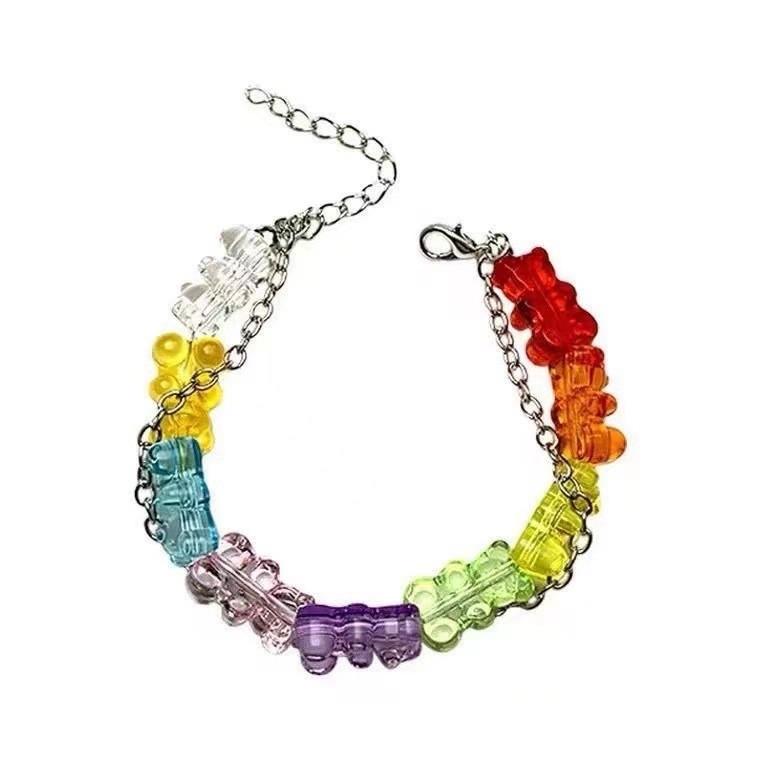 Fashionable Summer Dopamine Rainbow Beaded Flower Bracelet For Women Trendy Jewelry Gift