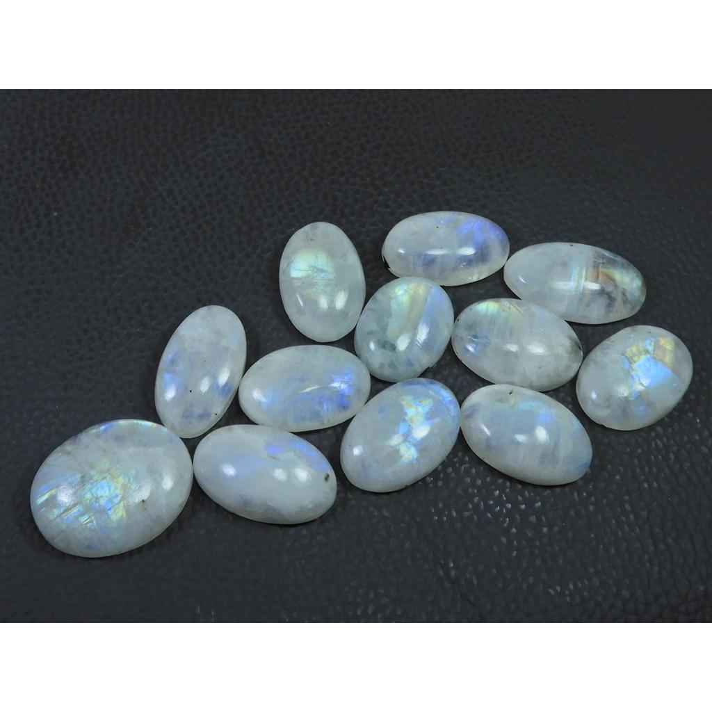 22-26MM Natural Rainbow Moonstone Oval Cabochon Loose Gemstone 12Pcs Lot C-522