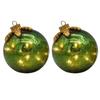 2Pcs Christmas Ball Ornament with LED Light Shatterproof Battery Powered Ball Desktop Decoration Xmas Party Home Mantel Table Centerpiece Decor