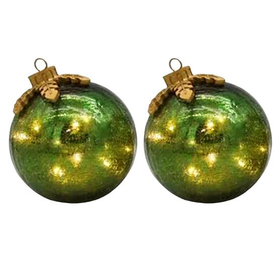 2Pcs Christmas Ball Ornament with LED Light Shatterproof Battery Powered Ball Desktop Decoration Xmas Party Home Mantel Table Centerpiece Decor