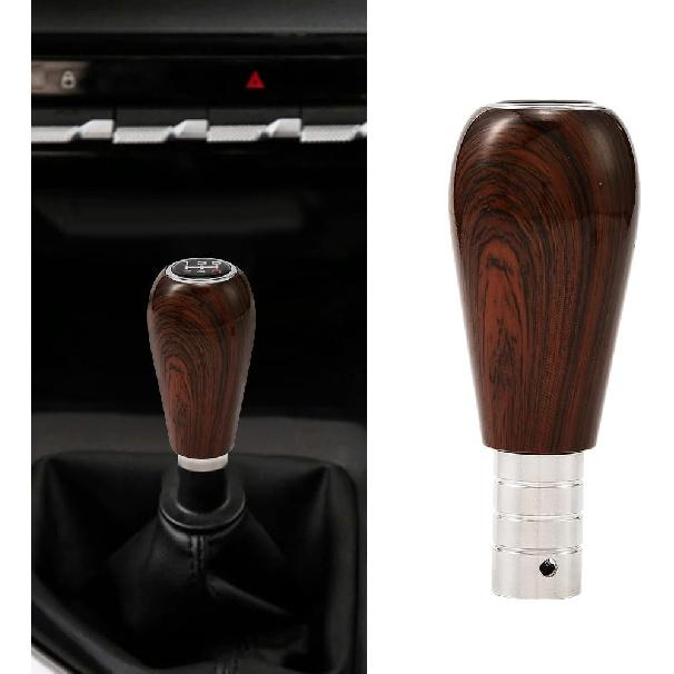 Wood Grain Gear Shifter Knob, Universal Car Gear Shift Manual Knobs Aluminum Alloy Stick Shift Handle with 3 Threaded Adapters M8 M10 M12, Style A
