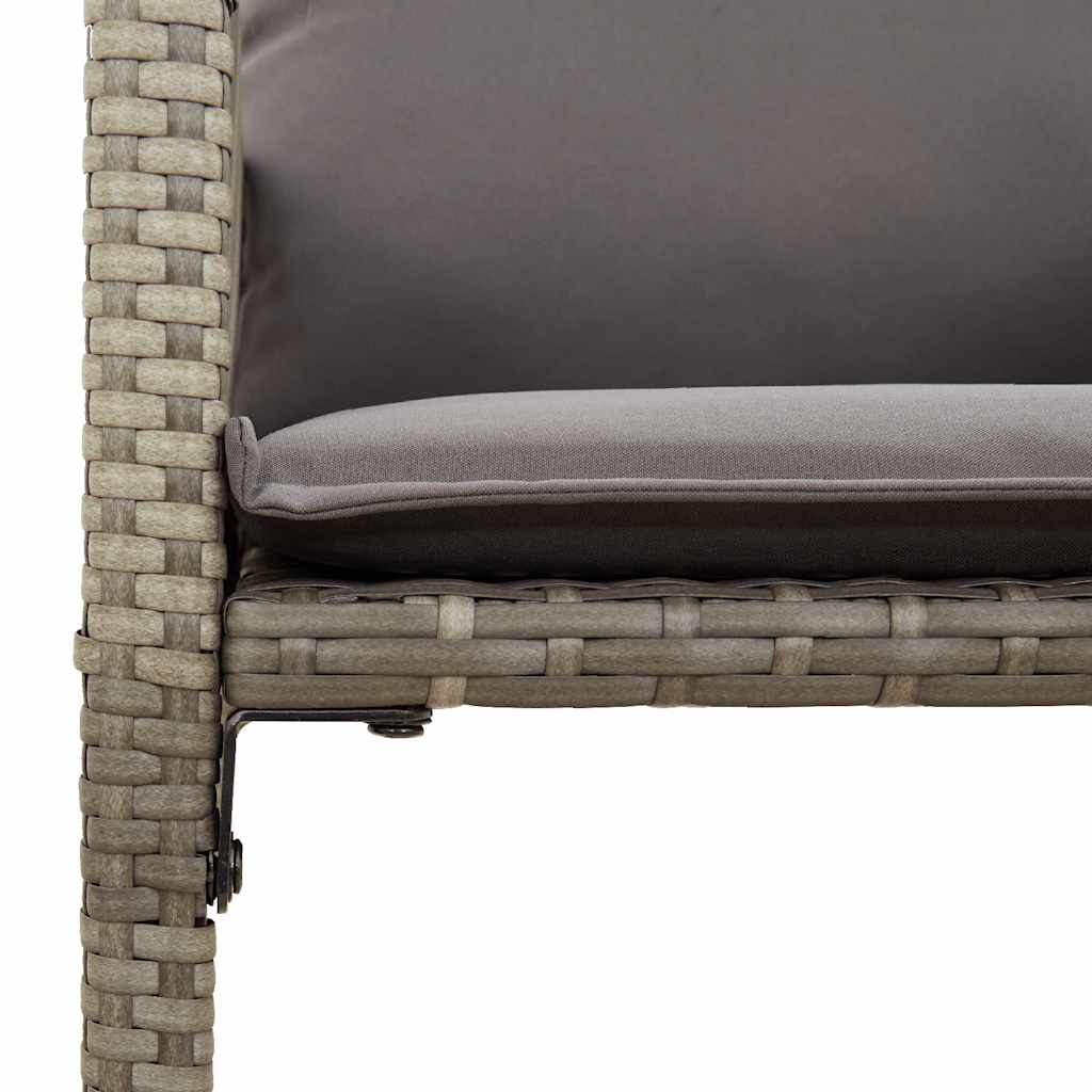 Garden Bar Stool with Cushions 2 pcs Grey Poly Rattan