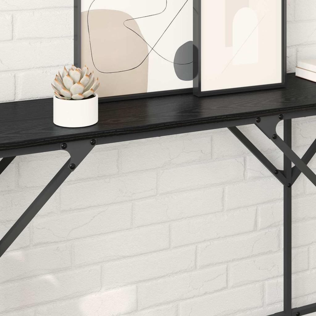 Console Table Black Oak Effect 180 X 30 X 75 Cm