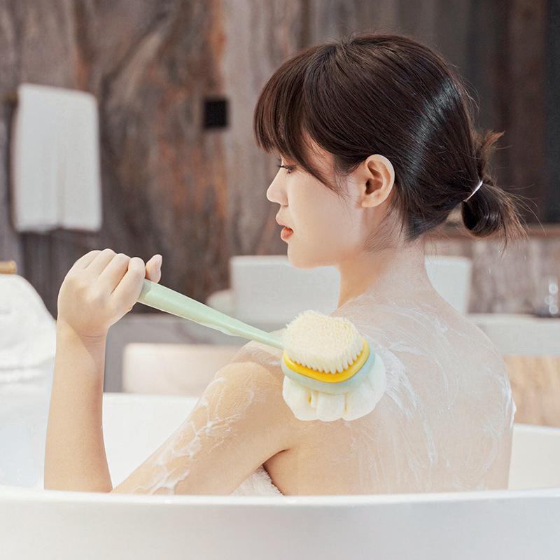 Rub Bath Brush Long Handle Rub Towel Rub Back Artifact Double-Sided Rub Soft Hair Bath Brush Detachable Bath Power