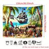 Vinyl Pirate Beach Backdrop - Pirate Ship, Parrot & Treasure Chest Photography Background