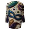 Top de Cuello con Estampado de Carnaval de Manga Tres Cuartos Casual y a la Moda para Mujer