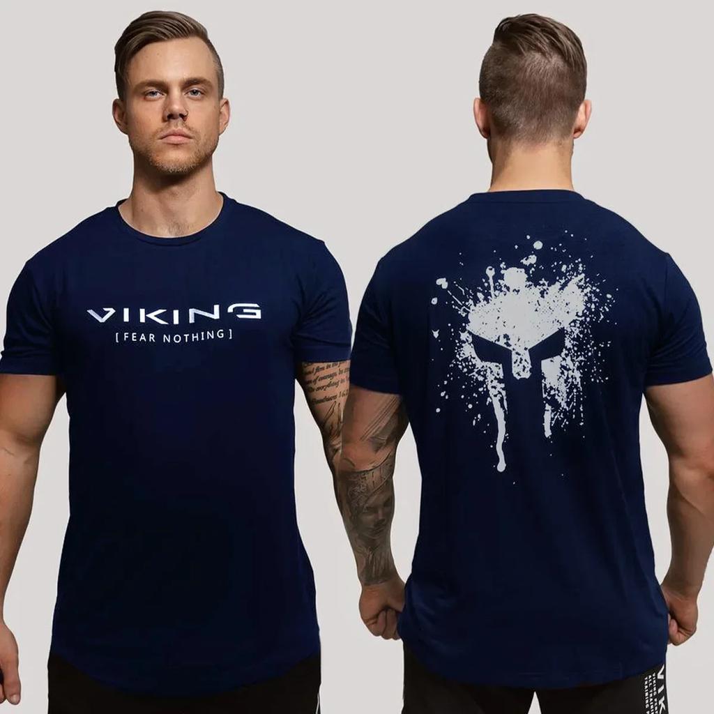 Summer Fashion Men's Classic English Letter Retro Print 100% Cotton High Quality Casual Round Neck Top Gym Street Sportswear