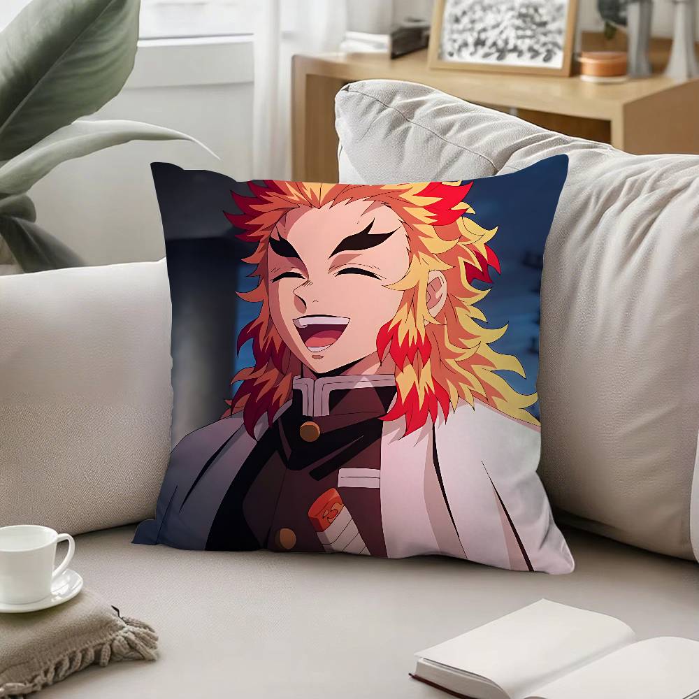 Cool K-kyoujurou Rengoku Pillow Case Cushion Cover Soft Cute Throw Pillow Case For Car Sofa Pillowcase Polyester With Zipper