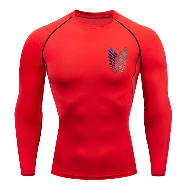 Men s Printed Compression T-Shirts: Slim-Fit Quick-Dry Long-Sleeve Athletic Tops for Gym Training & Jogging RL566 XXXL