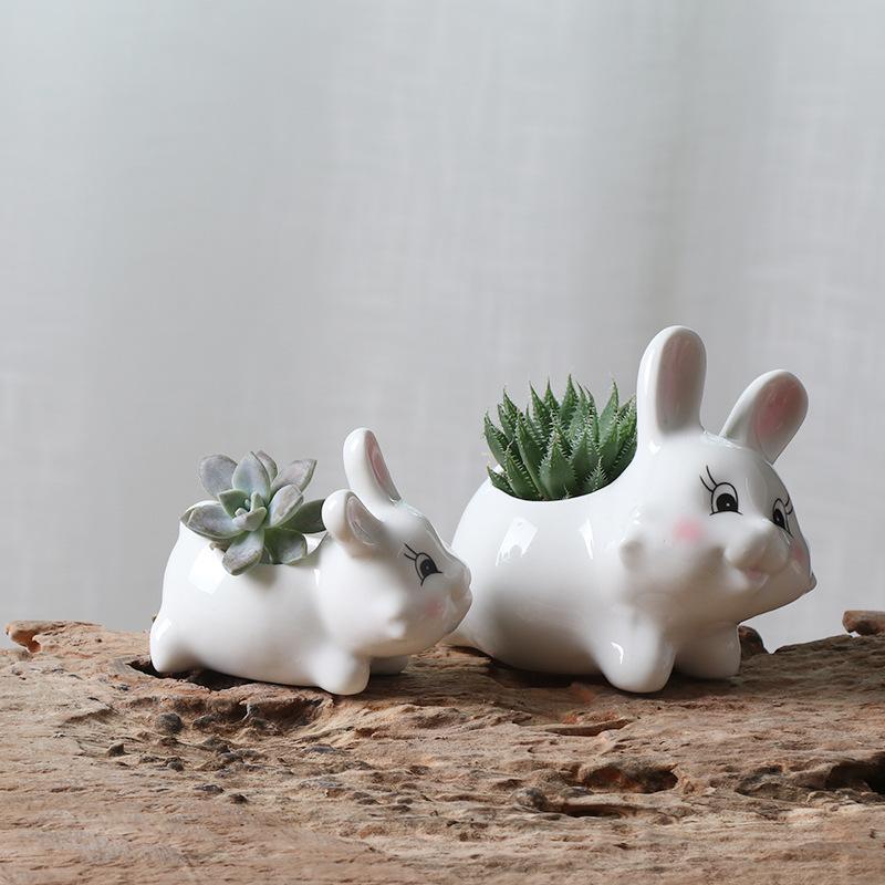 Japanese-Style Groceries New Gardening Flower Pots, Creative Office Desktop Potted Plants White Succulent Flower Pots Ceramic