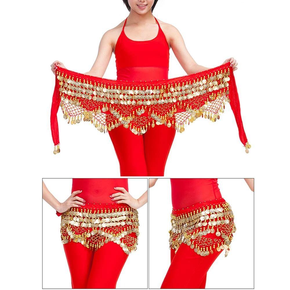 Sexy Sequins Show Costumes Hip Scarf Belly Dance Belt Dancer Skirt Waist Chain