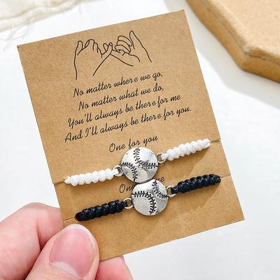 Pulsera trenzada bicolor blanco y negro para el Super Bowl 2026, pack de 2, baloncesto, tenis, deportiva, ajustable, cuerda de mano para parejas