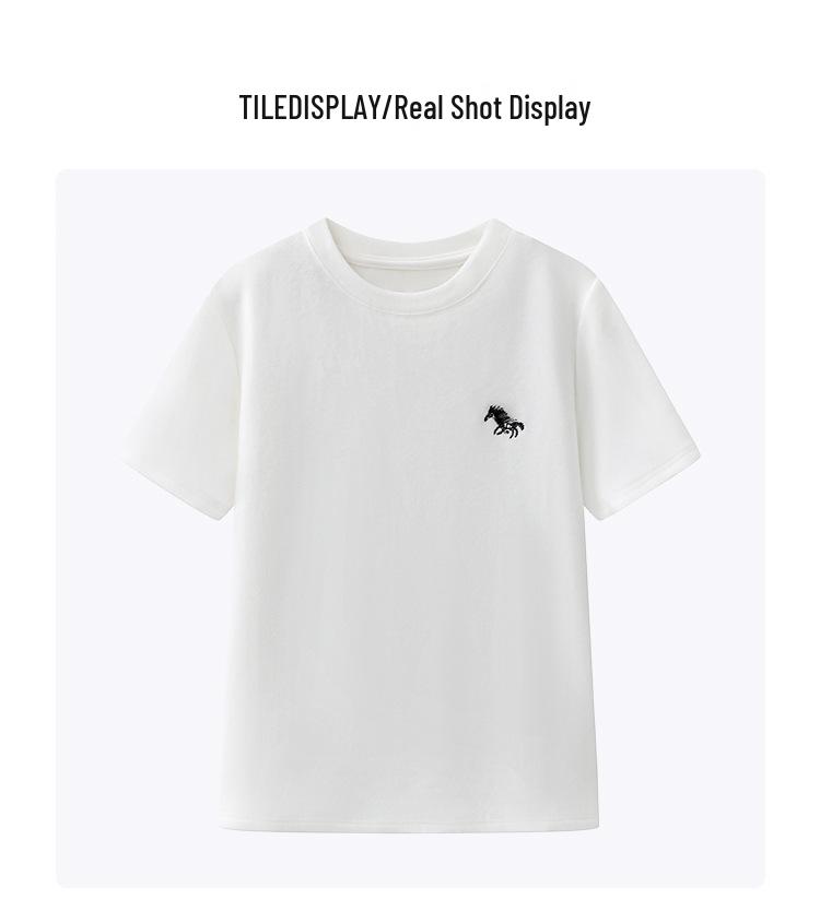 Spring 2026 Embroidered Little Horse Short Sleeve T-Shirt - Versatile and Thickened