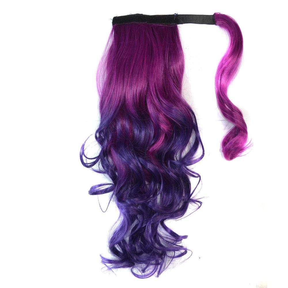 Wavy Ponytail Hair Extension Colored Gradient Hair Piece Fashion Ponytail Wig  Women