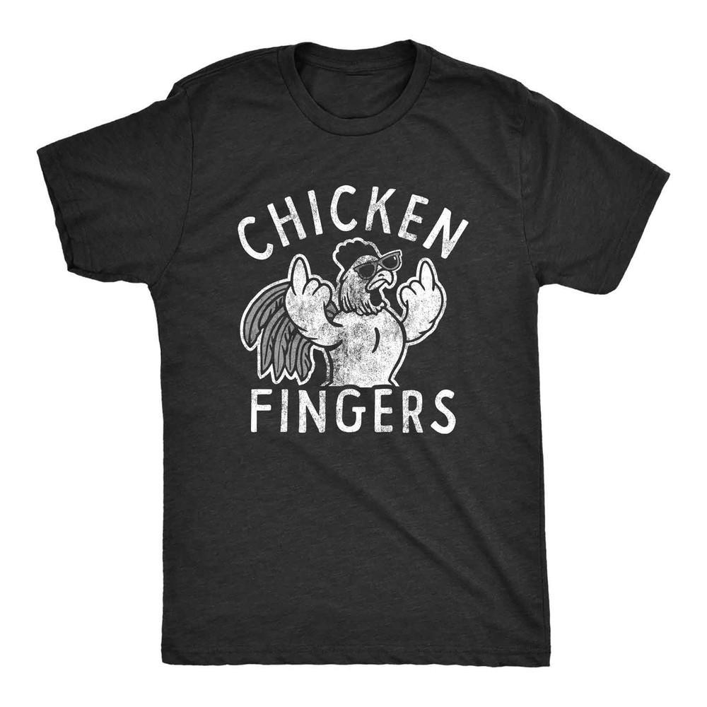 Mens Chicken Fingers T Shirt Funny Sarcastic Offensive Middle Finger Tee for Unisex T-Shirt XXL