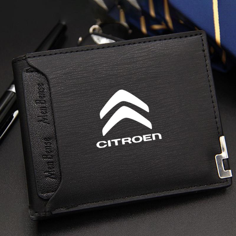 

Leather Credit Card Purse Portable Holder Car Logo Wallet For Citroen C3 C4 CACTUS C6 C8 C3-XR Picasso Grand DS3 DS5 Accessories
