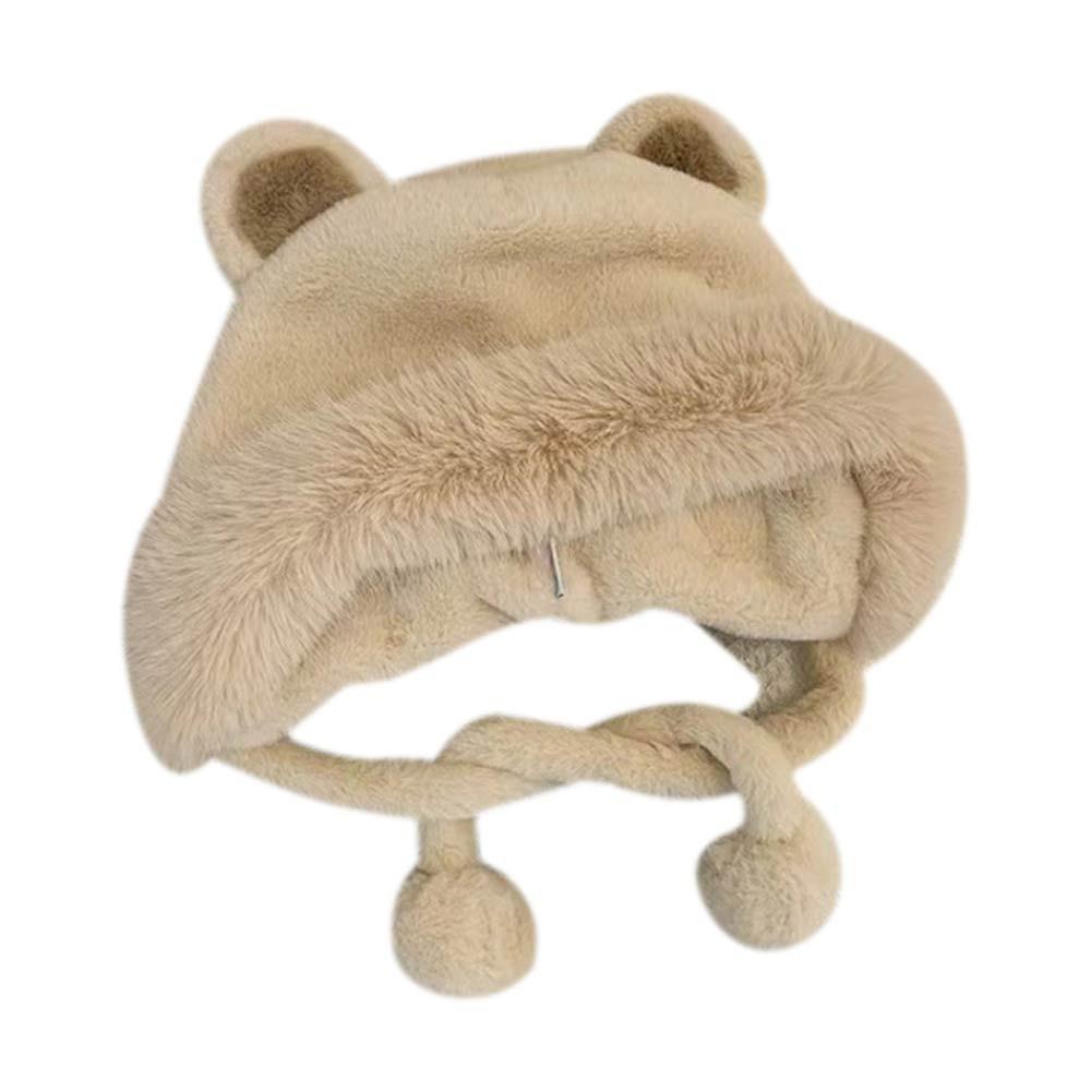 Windproof Bear Ear Fur Hat Thick Fisherman Hat New Cold-Proof Earflaps Cap  Women