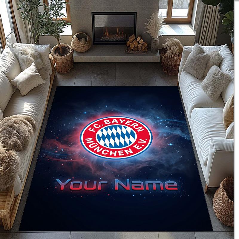 Bayern Munich Printed Crystal Velvet Rug Non‑Slip Crystal Velvet Carpet For Sofa Bedroom Indoor Home Decoration