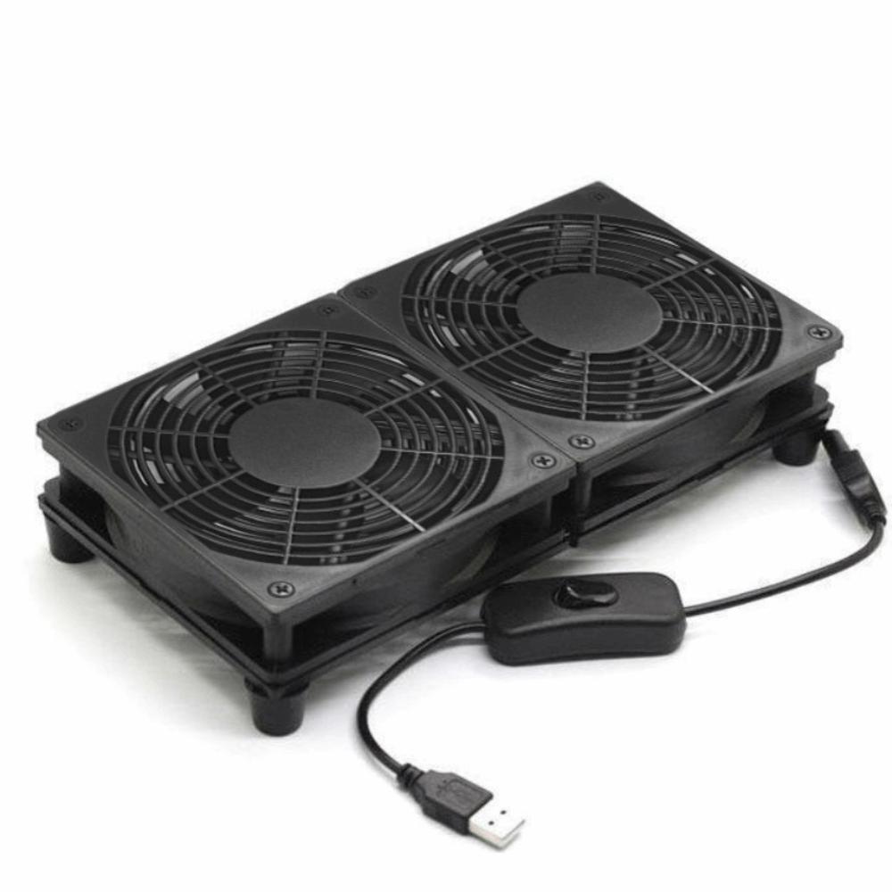 Dual Fans Router Cooling Stand DC 5V USB Radiator Base USB Powered Router Cooling Fan  PC Cooling