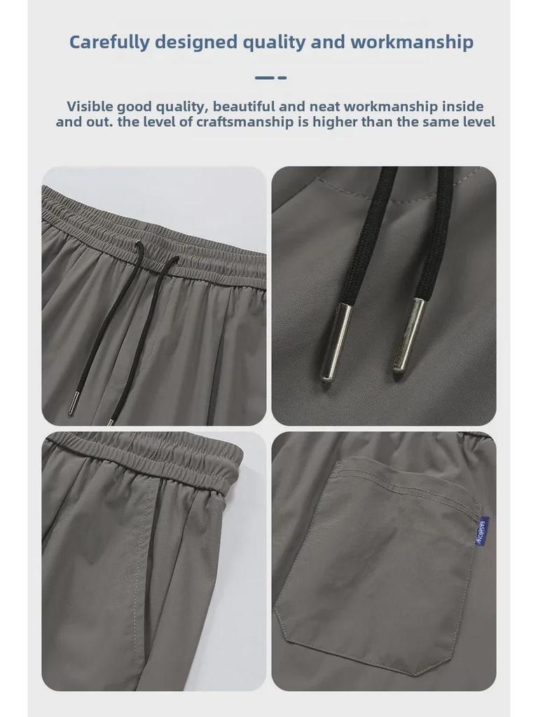 Men's Summer Trend Wide-Leg Ice Silk Casual Trousers - Loose Straight Sports Pants