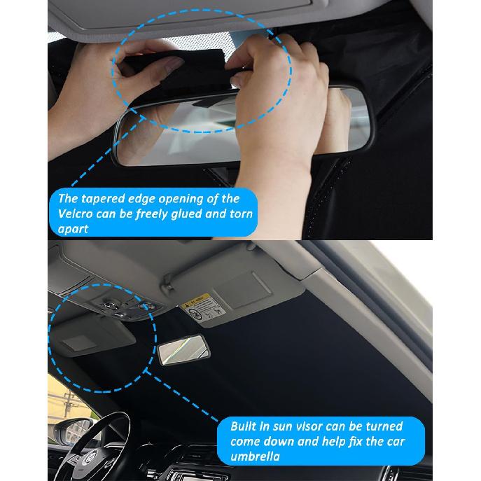 BESTVIEW Front Windshield Sun Shade Compatible With GMC Sierra 1500 2500 3500 -2024, Foldable Reflective Sunshade For Car Front Window, 3 Layers 210T