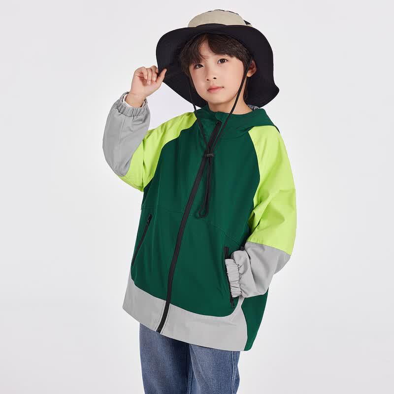 Boys' Color-Block Hooded Casual Jacket