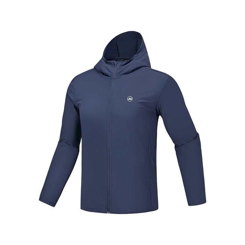 Skechers Sports Life Sun Protection Family Mint Series Knitted Hooded Quick-Dry Jacket Men Jacket Navy-Blue P225M182-02MZ L