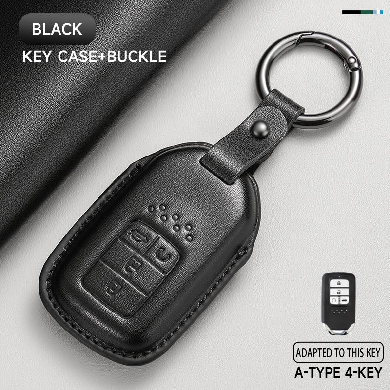 

Leather Car Key Cover Case Protection Shell Keychain For Honda Accord Civic 8 10 11 th Gen Vezel Jazz Freed Pilot HR-V CR-V BR-V