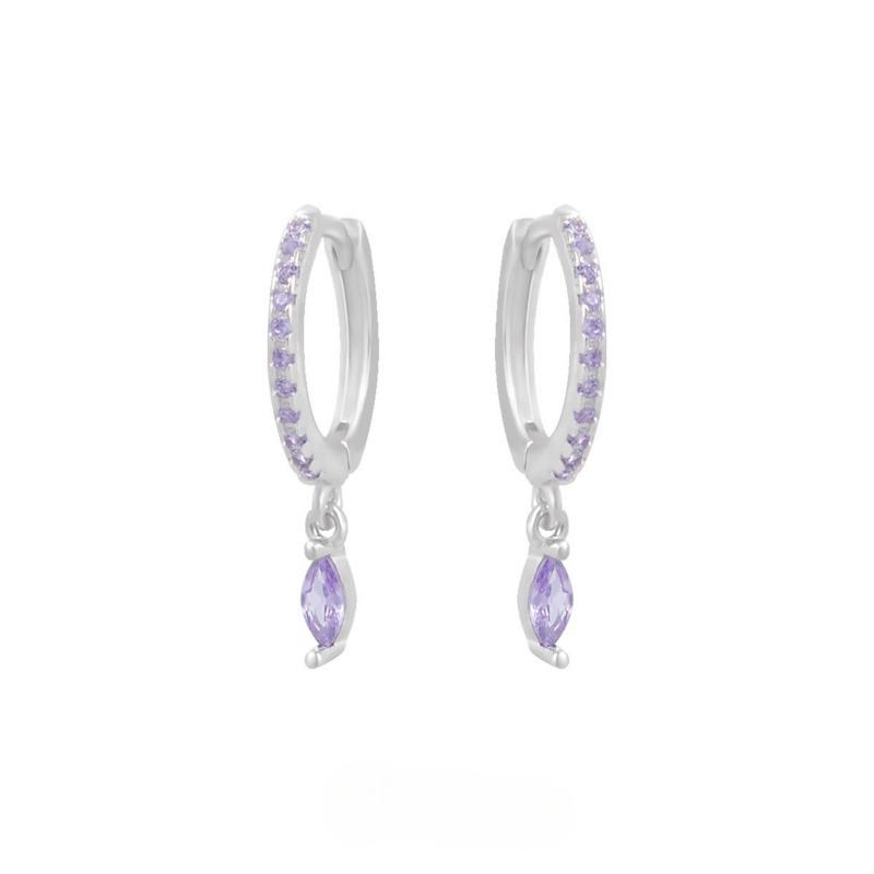 Sterling Silver Water Drop Dangle Hoop Earrings Women Minimalist Jewelry