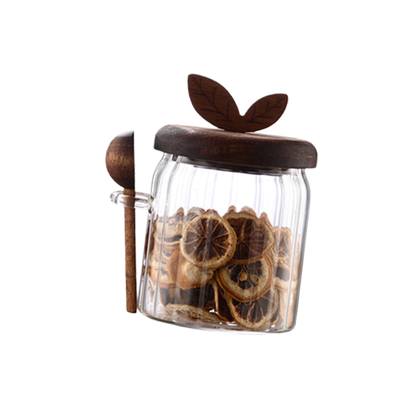 

High Borosilicate Glass Sealed Storage Jar and Spoon for Sealed Food Preservation Kitchen Organization Stripe Appearance