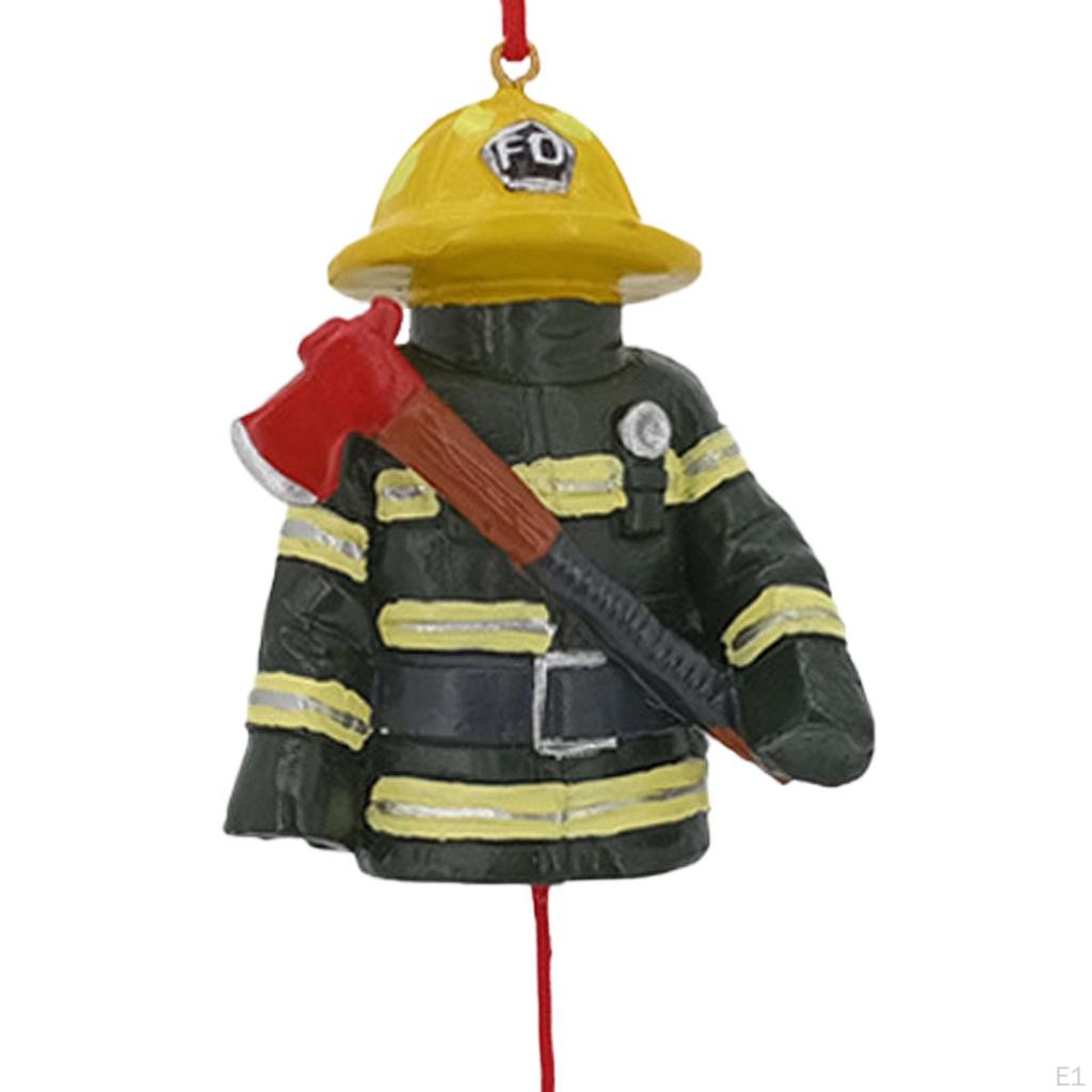 Christmas Firefighter Pendant Statue Figurine Fireman Sculpture Xmas Tree Decoration for