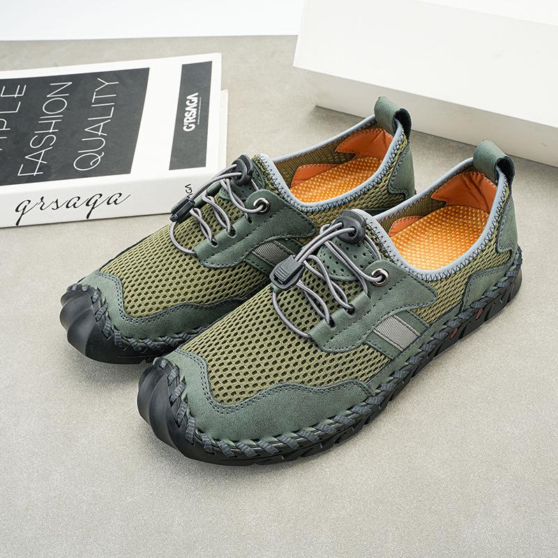 

Fashion Summer Handmade Men s Shoe Designer Comfortable Casual Mesh Breathable Outdoor Anti Slip Walking Platform Sandals Large Size 48 зелёный