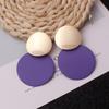 9Colors Double Round Wafer Drop Earrings for Women European American Colorful Geometry Metal Hyperbole Brincos Party Jewelry
