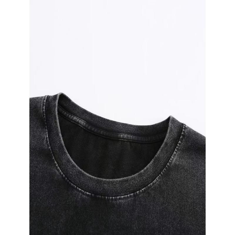 Washed Men'S Vintage Graphic T-Shirt Streetwear Tee All Season Casual for Everyday Urban Style Distressed Look Comfortable Fit Loose Fit Top Fashion