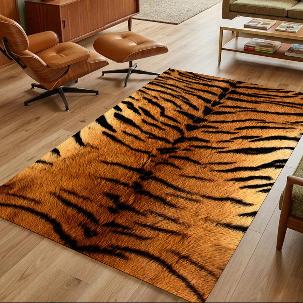 Tiger Stripe Pattern Close-up Non-Slip Home Carpet Design for Office Decor Living Room Bedroom Gift