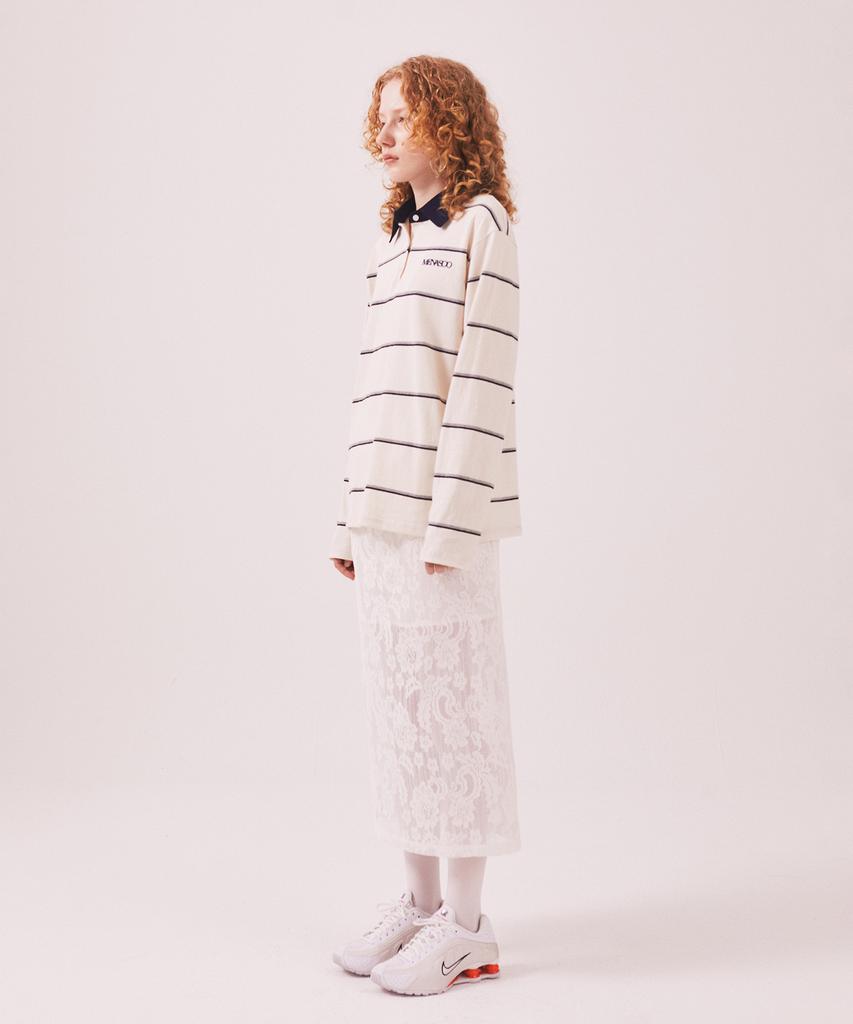 Minasu Mns Striped Cotton Collar T Shirt_Ivory