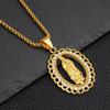 Religious Iced Out Bling CZ Virgin Mary Pendant Female Gold Color Stainless Steel Big Madonna Necklace For Women Jewelry Gift
