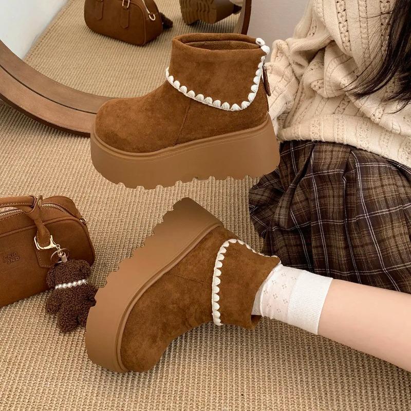 Winter Women Short Tube Warm Snow Boots Suede Comfort Warm Cotton Ankle Boots Trend Cold Resistant Women Short Boots Botas Mujer