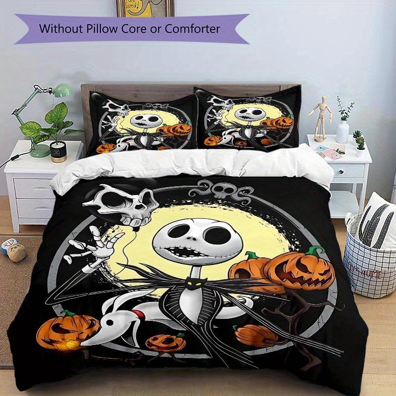 3pcs Set Nightmare Before Christmas1pc of Quilt Cover+2pcs of Pillowcase, No Core, Print Bedding, All Seasons Bedroom Setting003