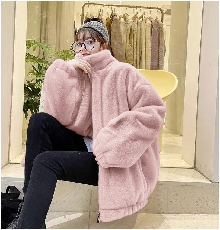Autumn and winter new imitation rabbit fur jacket light casual fashion thickened warm plush coat