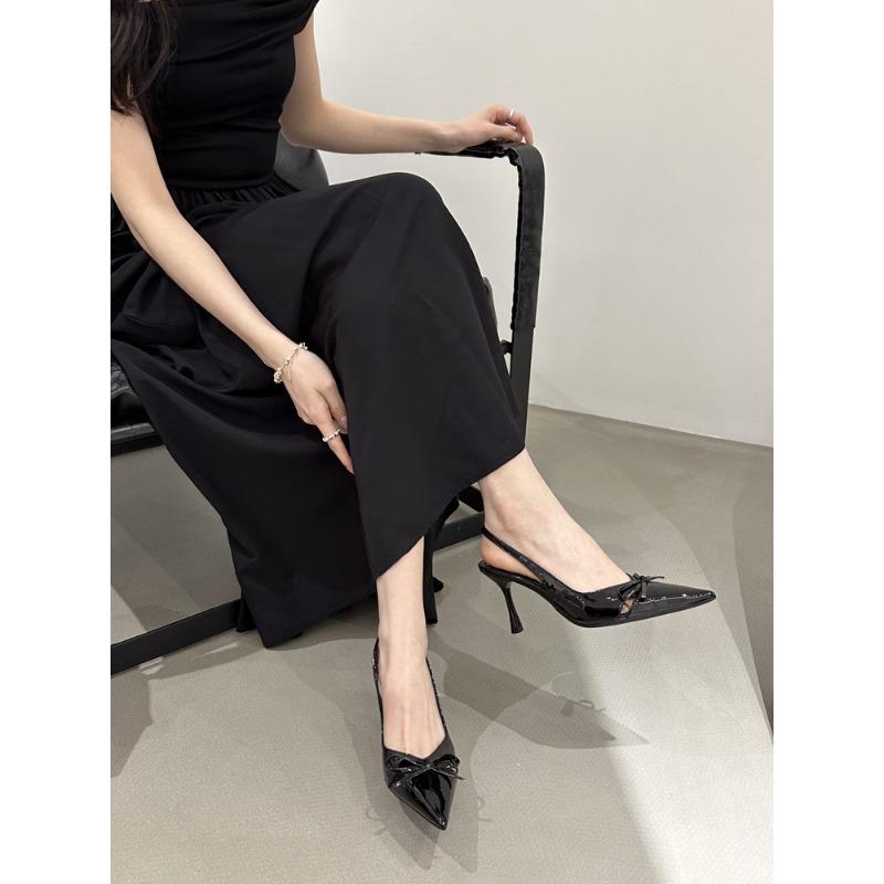 Nude High Heels! Spring and Summer New Niche Design Bow Hollow Fairy Bag Head Sandals